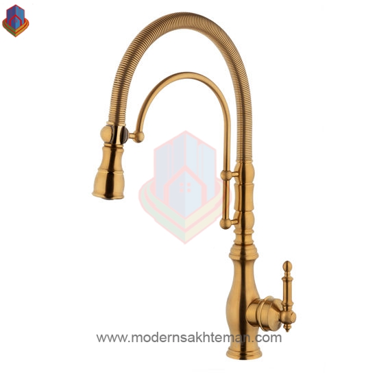 0001400_-_550 شیر ظرفشویی فنری پدیده مدل رزا طلایی مات - Image 1