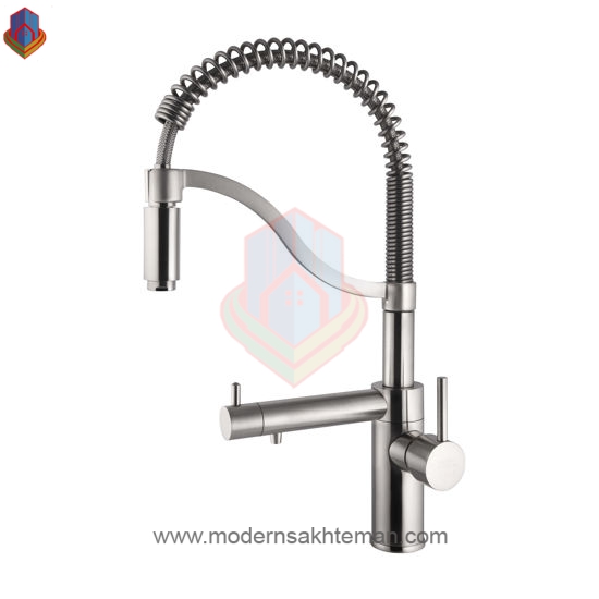 0001513_-_550 شیر ظرفشویی دو منظوره فنری متحرک تنسو کروم مات پدیده کد 02 - Image 1