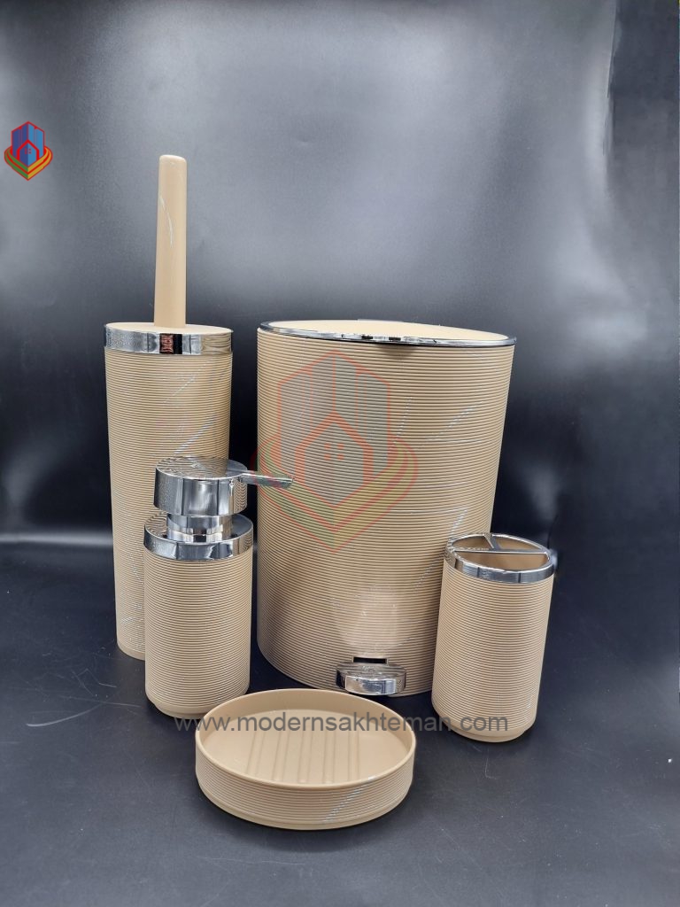 20240210_111339 ست سرویس بهداشتی 5 پارچه کنتراست نسکافه ای - Image 1