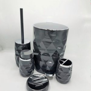 ست سرویس بهداشتی ۵ پارچه کنتراست طوسی مدل آناناسی