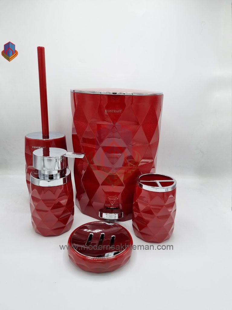 20240210_140737 ست سرویس بهداشتی ۵ پارچه کنتراست قرمز مدل آناناسی - Image 1