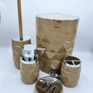 ست سرویس بهداشتی ۵ پارچه کنتراست نسکافه ای مدل آناناسی