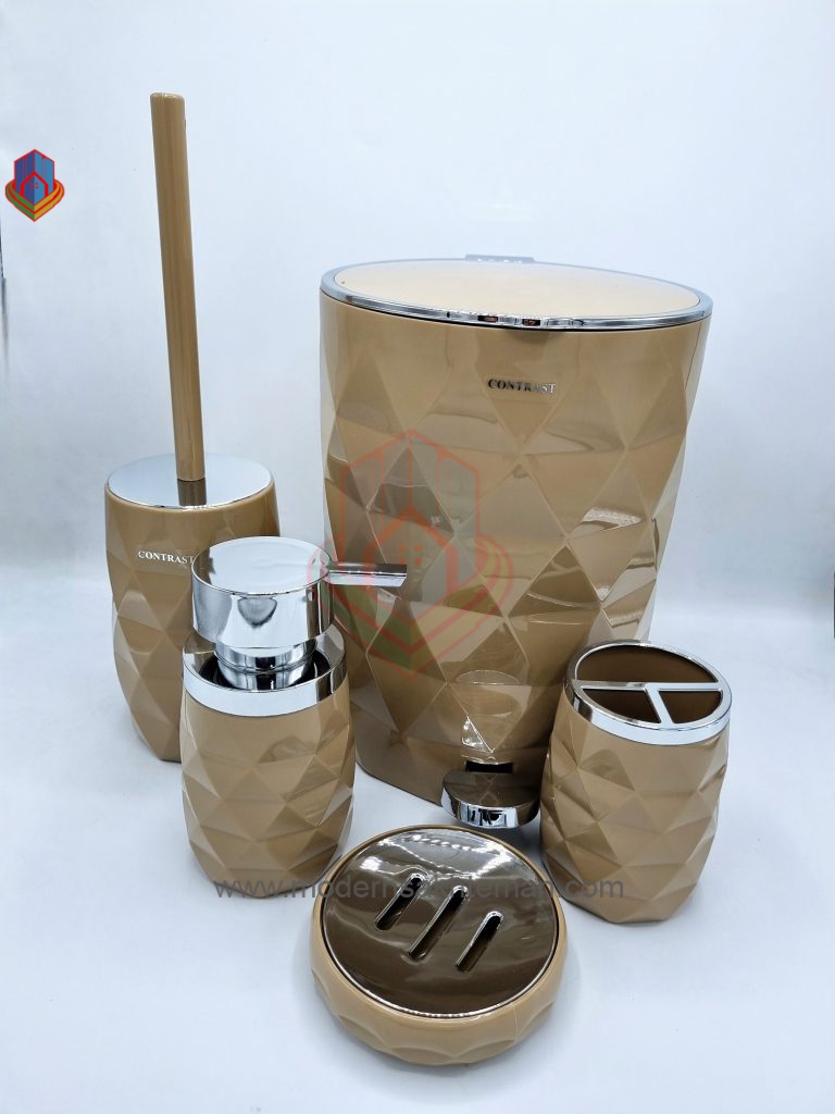 20240210_142023 ست سرویس بهداشتی ۵ پارچه کنتراست نسکافه ای مدل آناناسی - Image 1
