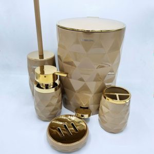 ست سرویس بهداشتی ۵ پارچه کنتراست نسکافه ای مدل آناناسی