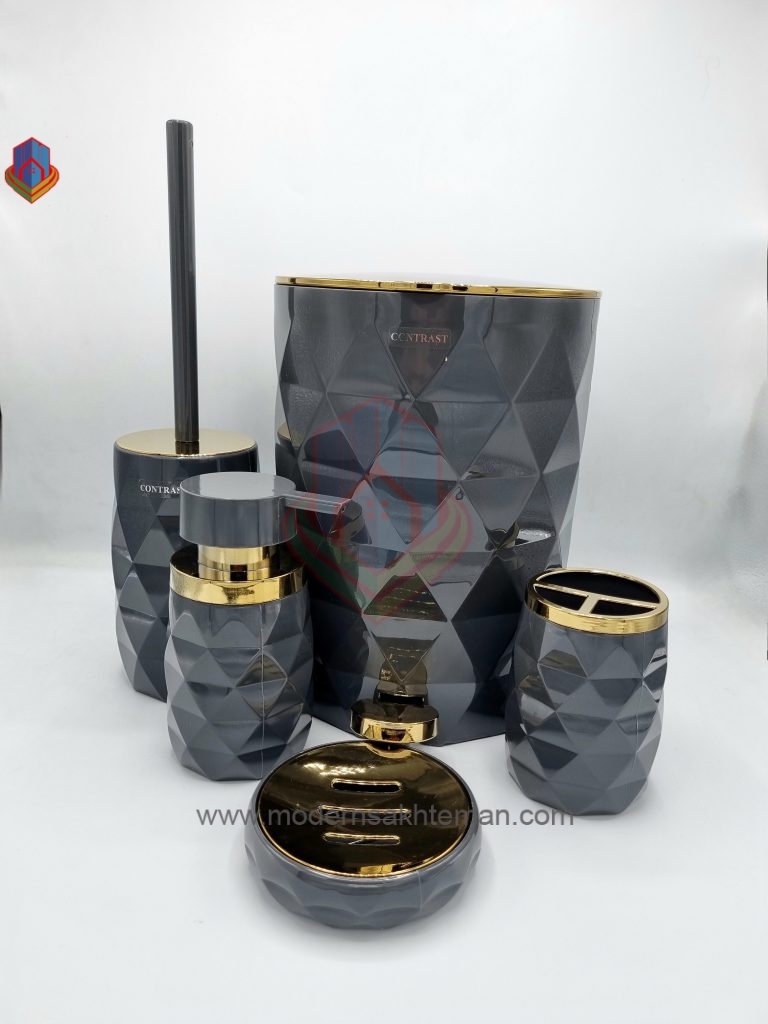 20240210_144001 ست سرویس بهداشتی ۵ پارچه کنتراست طوسی مدل آناناسی - Image 1