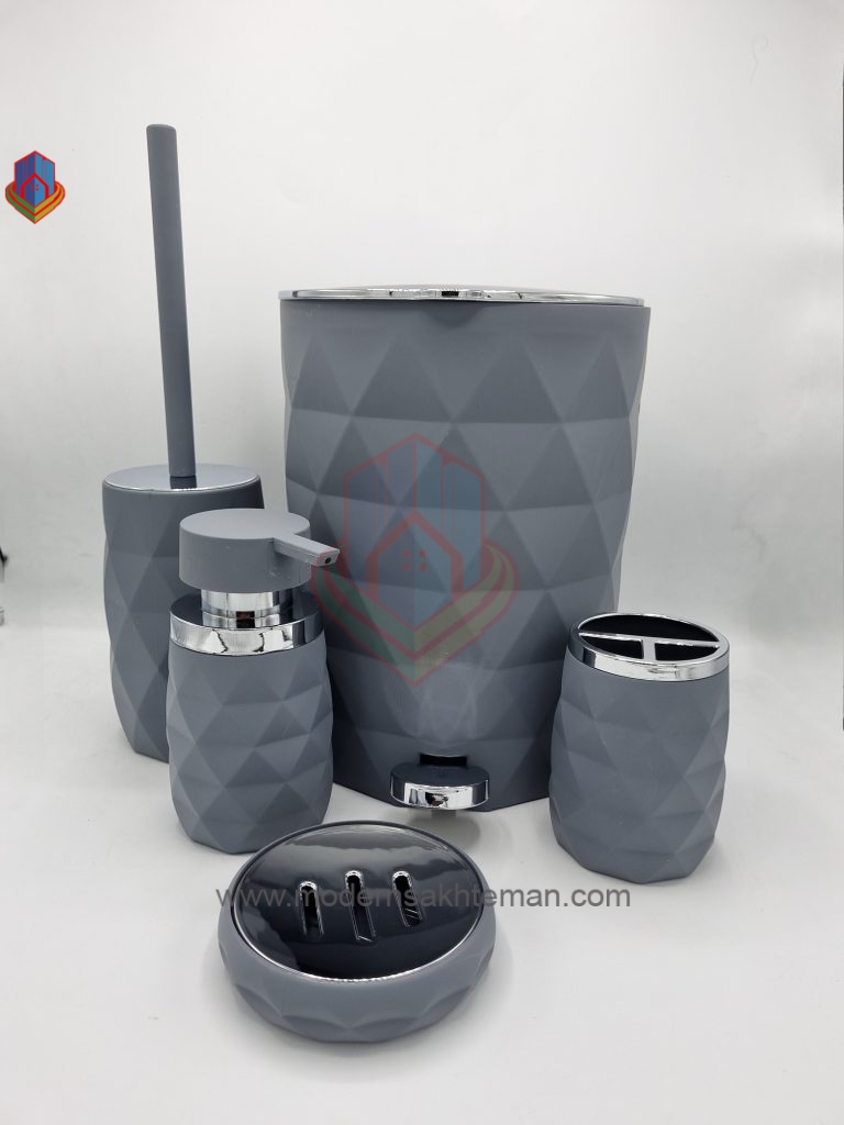 20240210_145533 ست سرویس بهداشتی ۵ پارچه کنتراست طوسی مات مدل آناناسی - Image 1