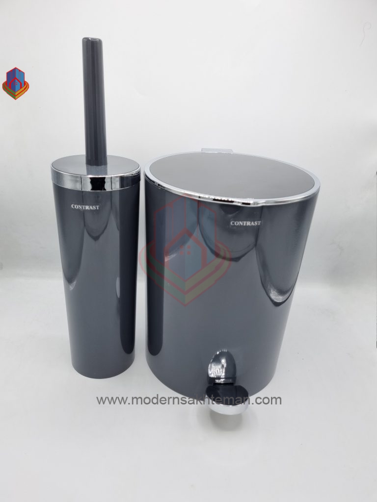 20240210_151110 ست سطل و برس کنتراست طوسی کروم - Image 1