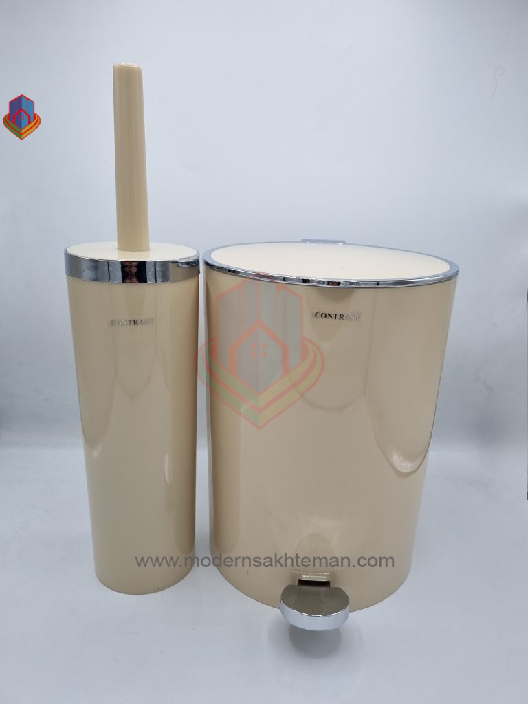 20240210_153845 ست سطل و برس کنتراست شیری کروم - Image 1