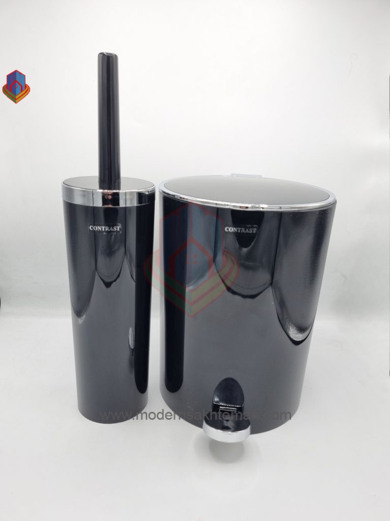 20240210_154710 ست سطل و برس کنتراست مشکی کروم - Image 1