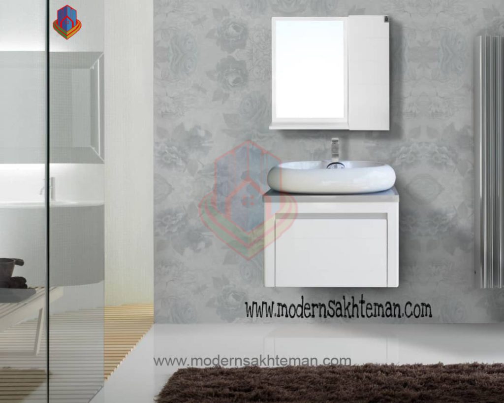 21 روشویی کابینتی کلاسیک پرسپولیس مدل اُوال سفید طوسی - Image 1