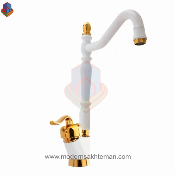 221c318667409af0b487dc17524fe34f45bd911b_1629659240 شیر ظرفشویی رز مدل بیزانس سفید طلایی - Image 1