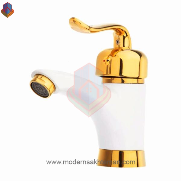 266507c133845a5854ace629e10140069ea0e57f_1629659491 شیر روشویی رز مدل بیزانس سفید طلایی - Image 1