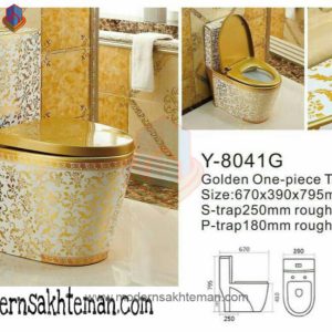 توالت فرنگی لوکس سفید طلایی مدل Y-8041G
