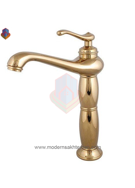 3073428 شیر روشویی پایه بلند کرومات مدل ماموت طلایی - Image 1