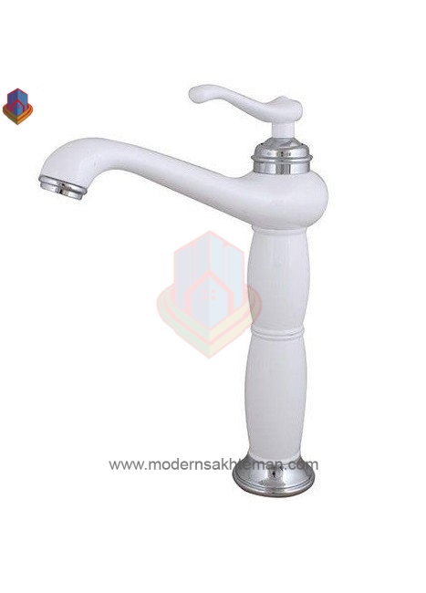 3073432 شیر روشویی پایه بلند کرومات مدل ماموت سفید کروم - Image 1