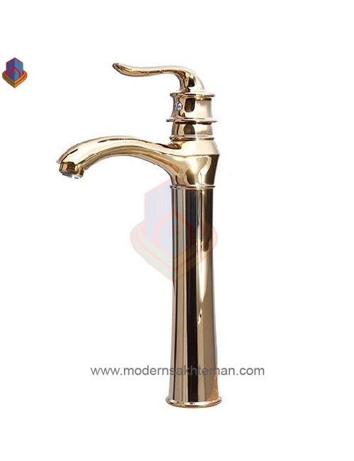 3083687 شیر روشویی پایه بلند کرومات مدل پاریس طلایی - Image 1