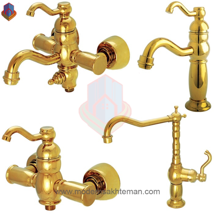 3090293 ست شیرآلات کرومات مدل بنسای طلایی - Image 1