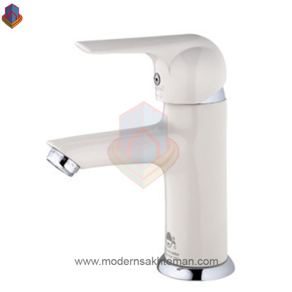 3203 شیر روشویی سفید درخشان مدل کاج - Image 1