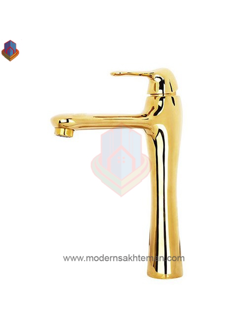 3646901 شیر روشویی پایه بلند کرومات مدل یاتو طلایی - Image 1