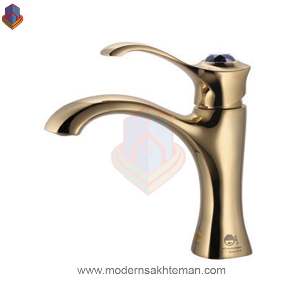 6603 شیر روشویی طلایی مات درخشان مدل رزکات - Image 1