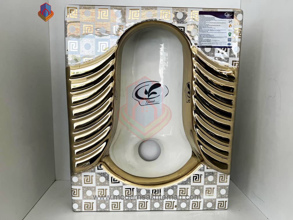 IMG-20220810-WA0012 کاسه توالت زمینی لوکس سفید طلایی - Image 1