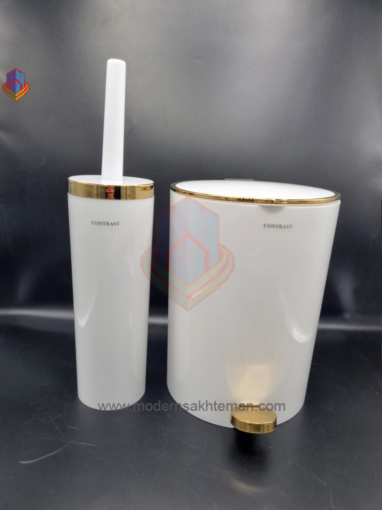 IMG-20241105-WA0026 ست سطل و برس کنتراست سفید طلایی - Image 1