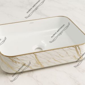 کاسه روشویی کوتینگ سفید طلایی مدل ۳۲۰۰