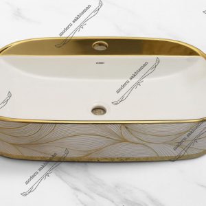 کاسه روشویی کوتینگ سفیدطلایی مدل ۳۲۱۰