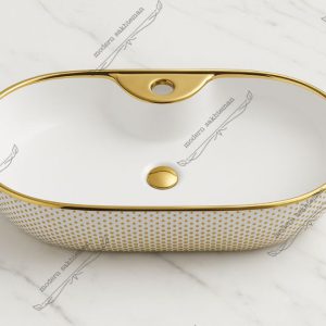 کاسه روشویی کوتینگ سفیدطلایی مدل ۳۲۱۲