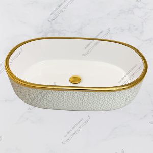 کاسه روشویی کوتینگ سفیدطلایی مدل ۳۲۱۴