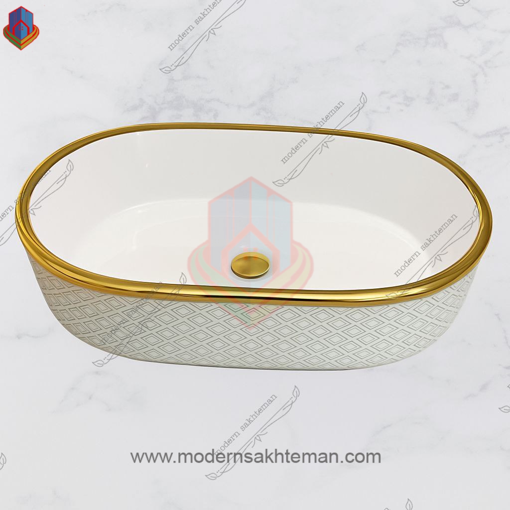 IMG_20250810_164659_668 کاسه روشویی کوتینگ سفیدطلایی مدل ۳۲۱۴ - Image 1