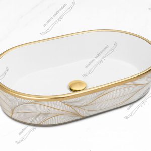 کاسه روشویی کوتینگ سفیدطلایی مدل ۳۲۱۵