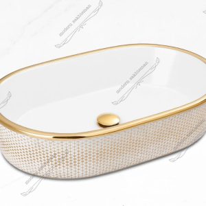 کاسه روشویی کوتینگ سفیدطلایی مدل ۳۲۱۶