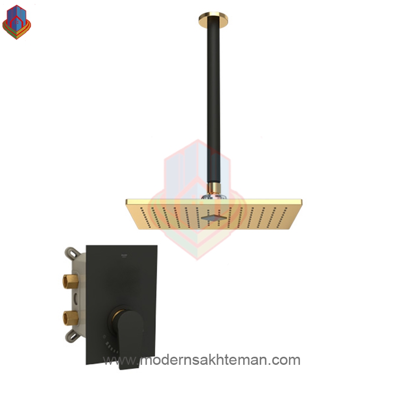 KUlMPbJCwIUkgG9Z شیر حمام توکار شودر مدل رومر مشکی طلایی تیپ 1 - Image 1