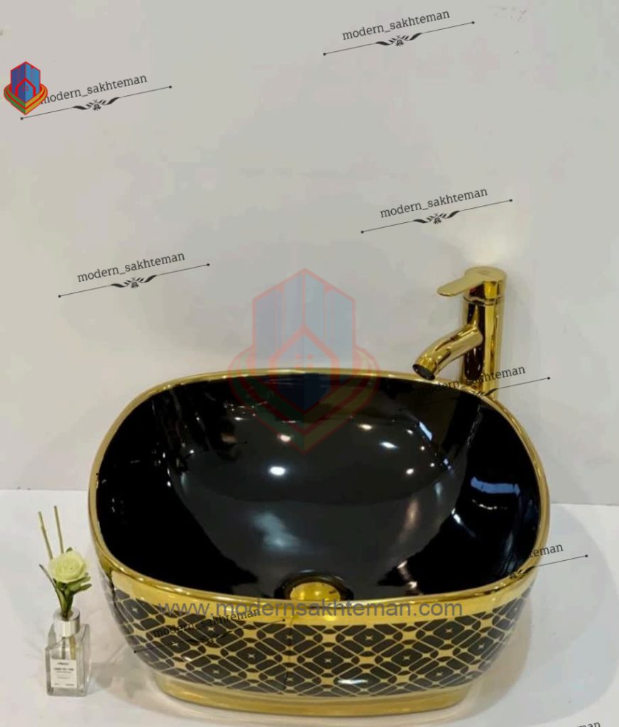 Photo_1648146576043 کاسه روشویی کوتینگ مشکی طلایی مدل 3055 - Image 1