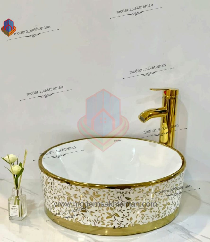 Photo_1648146665266 کاسه روشویی کوتینگ سفید طلایی مدل 3060 - Image 1