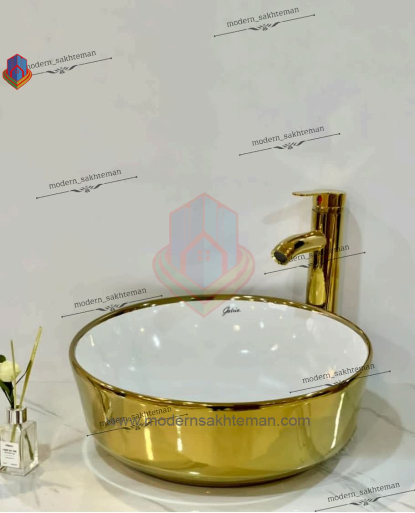 Photo_1648146666000 کاسه روشویی کوتینگ سفید طلایی مدل 3062 - Image 1
