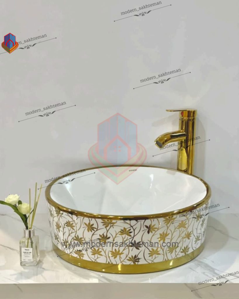 Photo_1648146748127 کاسه روشویی کوتینگ سفید طلایی مدل 3065 - Image 1