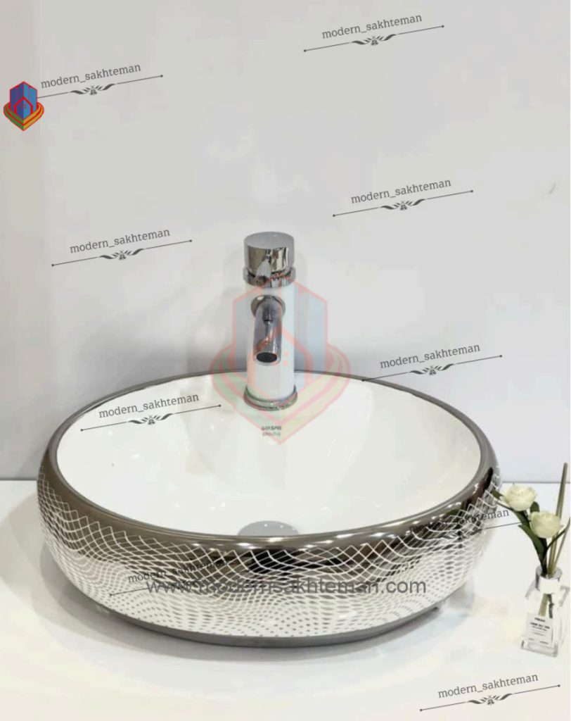 Photo_1648146890565 کاسه روشویی کوتینگ سفید کروم مدل 3074 - Image 1