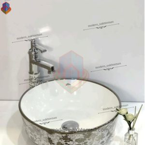 کاسه روشویی کوتینگ سفید کروم مدل 3077