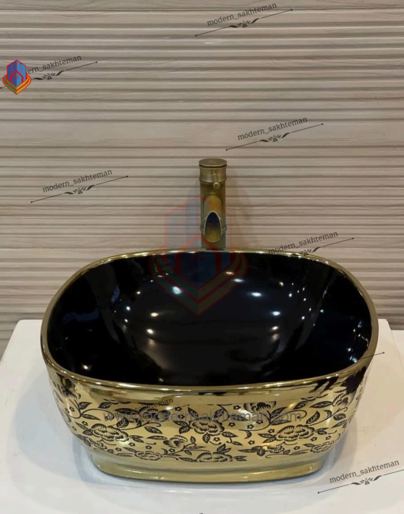 Photo_1648147229499 کاسه روشویی کوتینگ مشکی طلایی مدل 3094 - Image 1