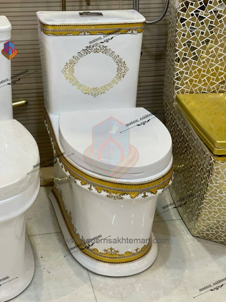 Photo_1655537966158 توالت فرنگی لوکس سفید طلایی مدل TH_2350 - Image 1