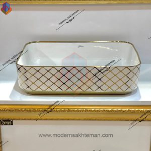کاسه روشویی کوتینگ سفید طلایی مدل 3127