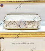 کاسه روشویی کوتینگ سفید طلایی مدل 3125 - Image 2
