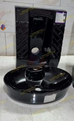 ست کاسه توالت زمینی و کاسه روشویی مشکی کد T323 - Image 2