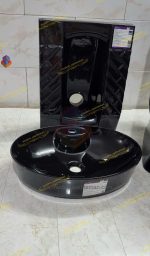 ست کاسه توالت زمینی و کاسه روشویی مشکی کد T323