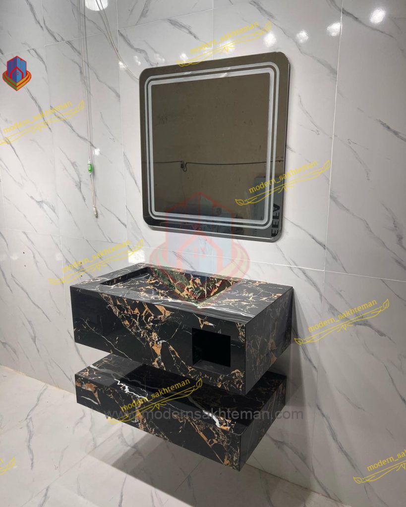 Photo_1697394491484 ست روشویی سرامیکی و شلف لوکس کد H201 - Image 1