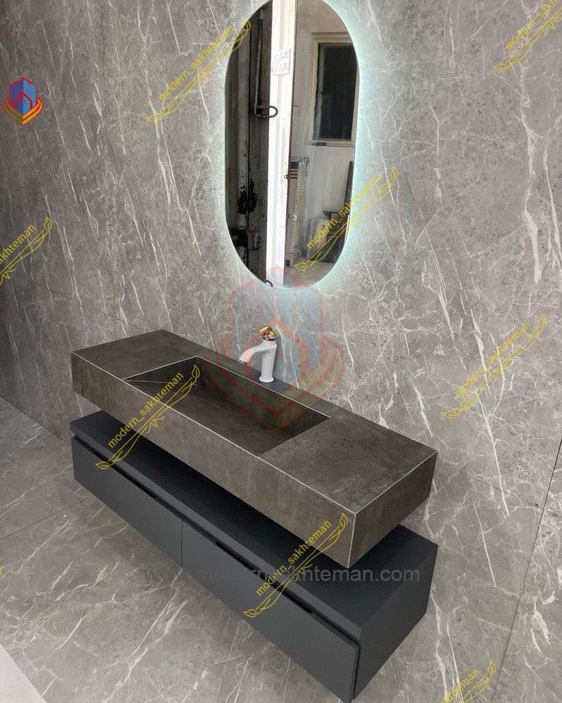 Photo_1697468607104 ست روشویی سرامیکی و شلف لوکس کد H202 - Image 1