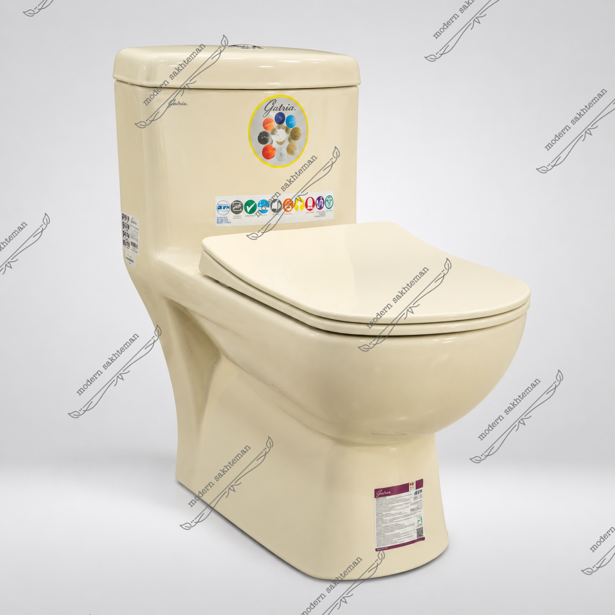Photo_1781191723063 توالت فرنگی بژ گاتریا مدل ژوپیتر - Image 1