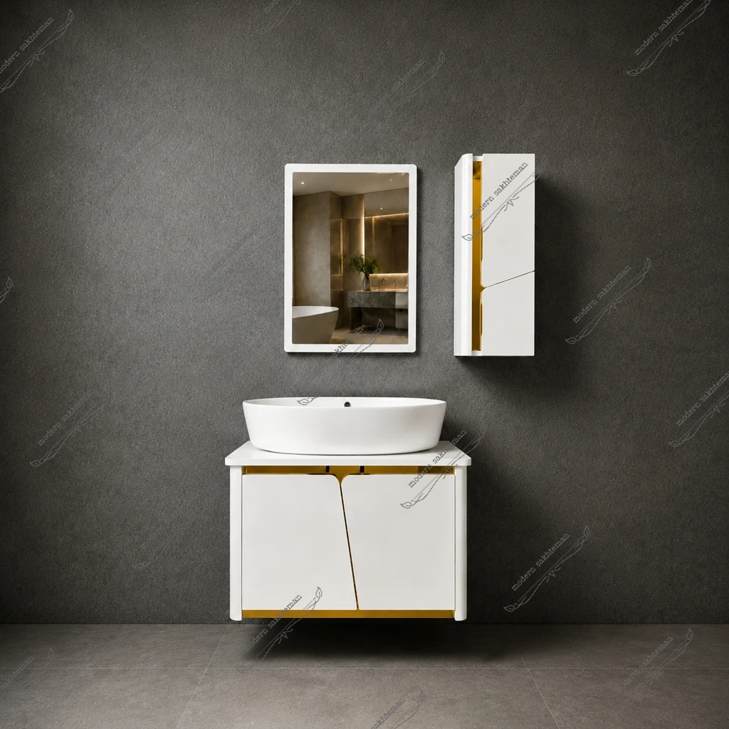 Photo_1787889918683 روشویی کابینتی لوکس سفید طلایی مدل 2025 - Image 1